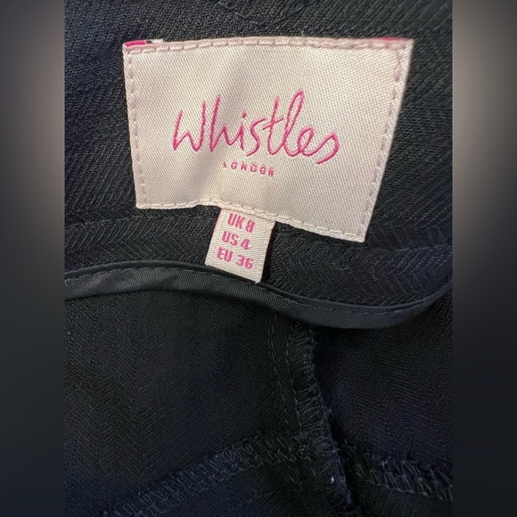 Whistles London Wool Blend Pin Stripe Black Crop Pant Size 4 - Picture 4 of 11
